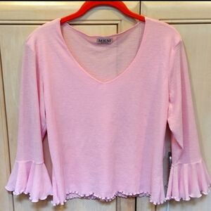 Y2K MKM Designs Barbie Pink Ruffle Sleeve Crop Top